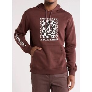 Volcom Men's Roundabout Graphic Hoodie Fleece Pullover‎ Brown, XL